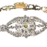 Rose diamond bracelet in silver and 14 carat gold-Bracelets-The Antique Ring Shop