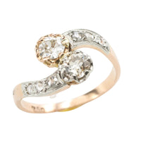 Diamond Toi et Moi ring in 18 carat gold-Antique rings-The Antique Ring Shop