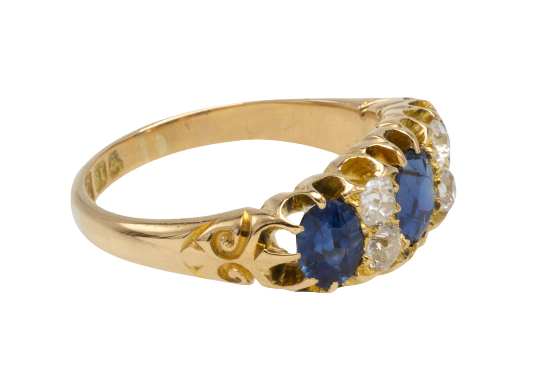 Victorian sapphire and diamond ring from 1898-Antique rings-The Antique Ring Shop