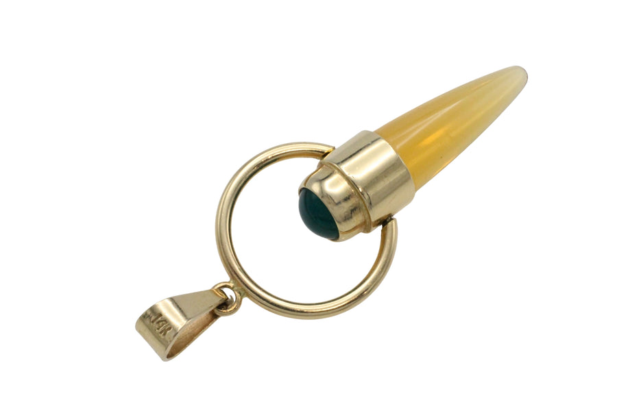 Citrine and chrysoberyl pendant in 14 carat gold-Pendants-The Antique Ring Shop