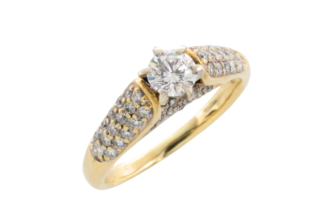 Brilliant cut diamond ring in 14 carat gold-engagement rings-The Antique Ring Shop