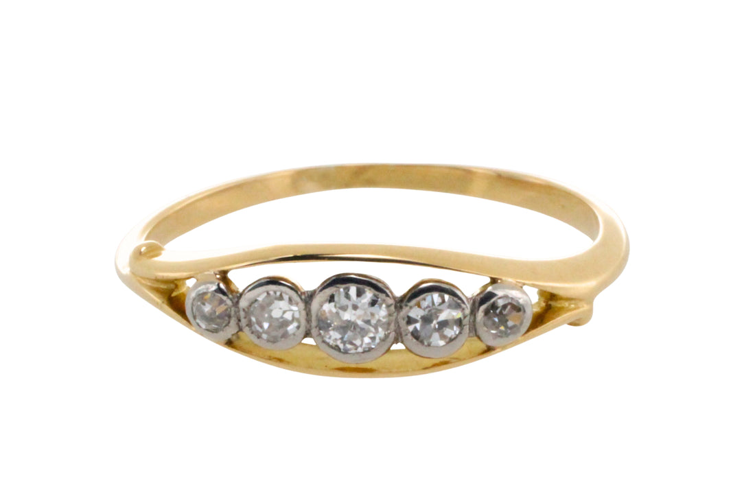 Edwardian five stone old cut diamond ring