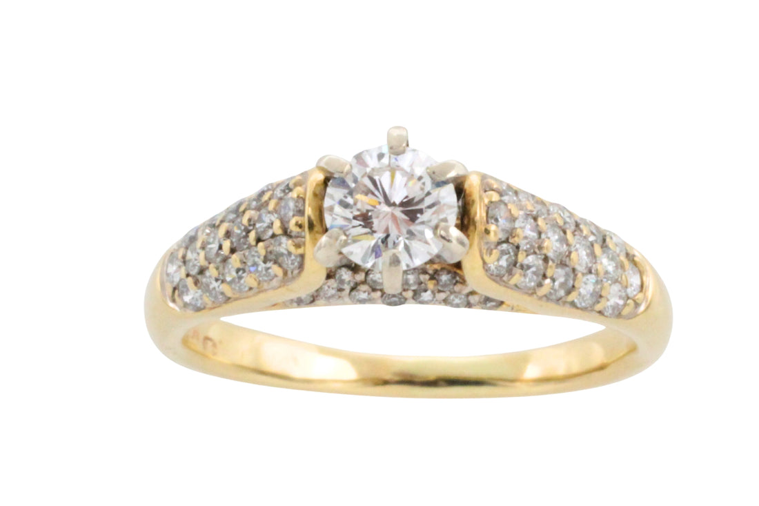 Brilliant cut diamond ring in 14 carat gold-engagement rings-The Antique Ring Shop