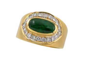 Jade and diamond ring in 18 carat gold-Vintage Rings-The Antique Ring Shop