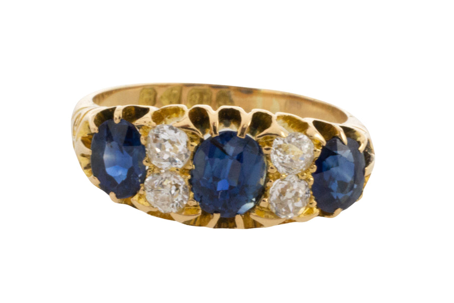 Victorian sapphire and diamond ring from 1898-Antique rings-The Antique Ring Shop