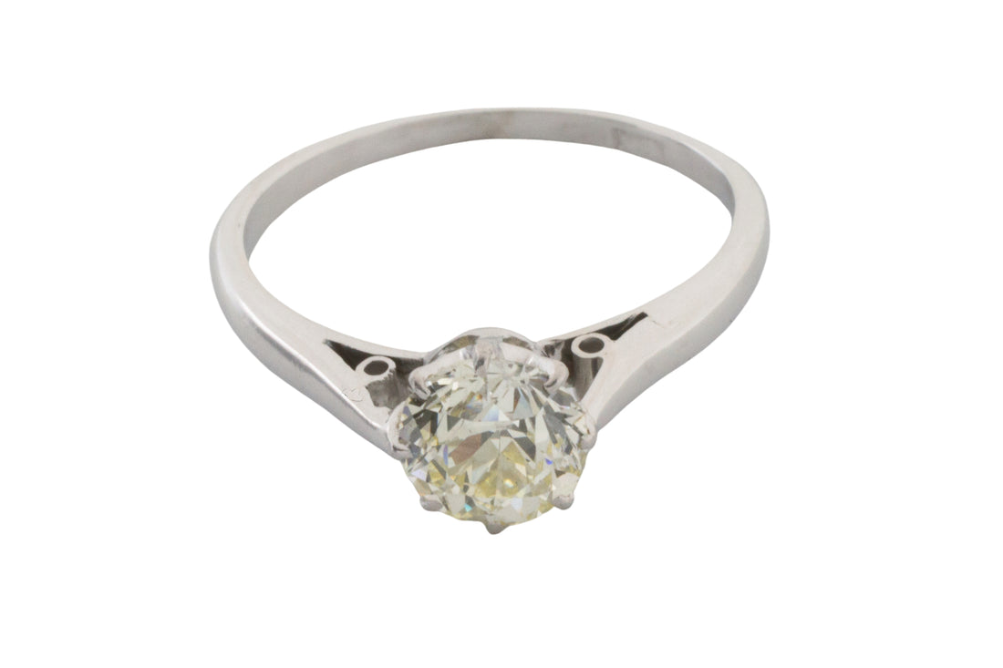 Vintage one carat old cut diamond ring in white gold.-engagement rings-The Antique Ring Shop