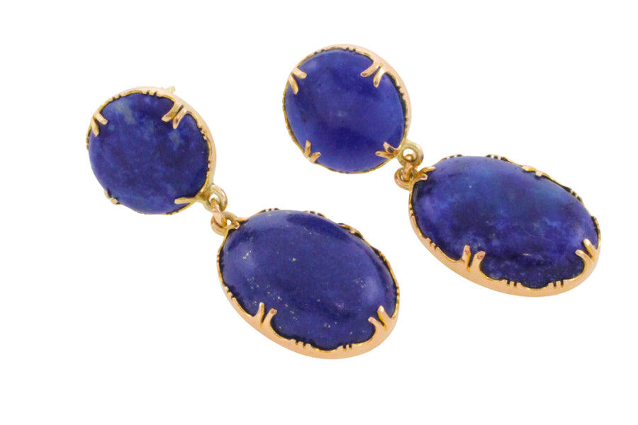 Lapiz pendant earring in 14 carat gold-Earrings-The Antique Ring Shop