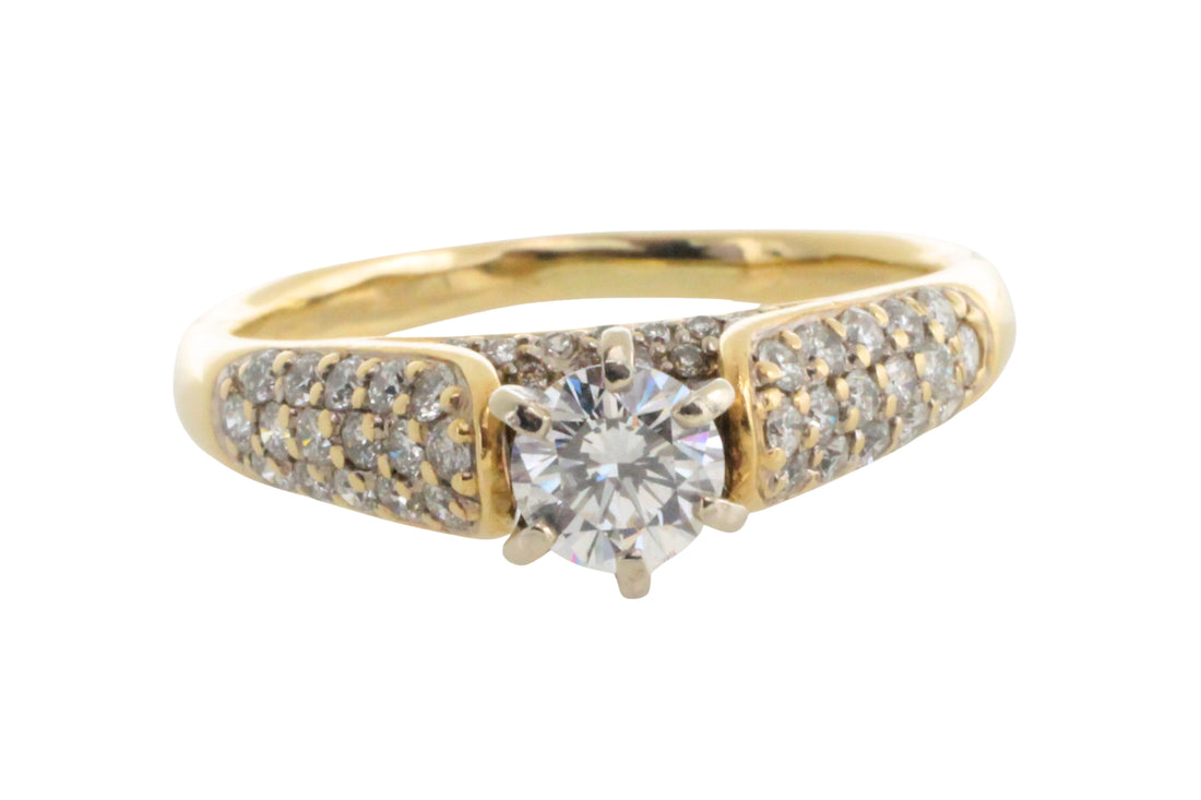 Brilliant cut diamond ring in 14 carat gold-engagement rings-The Antique Ring Shop