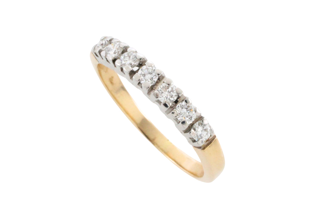 Seven stone diamond ring in 14 carat gold-Vintage Rings-The Antique Ring Shop