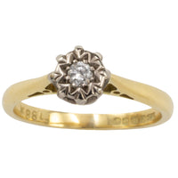 Vintage diamond solitaire ring with an illusion setting-vintage rings-The Antique Ring Shop