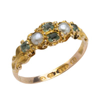 Victorian pearl and chrysoberyl ring from 1869-Antique rings-The Antique Ring Shop