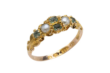 Victorian pearl and chrysoberyl ring from 1869-Antique rings-The Antique Ring Shop