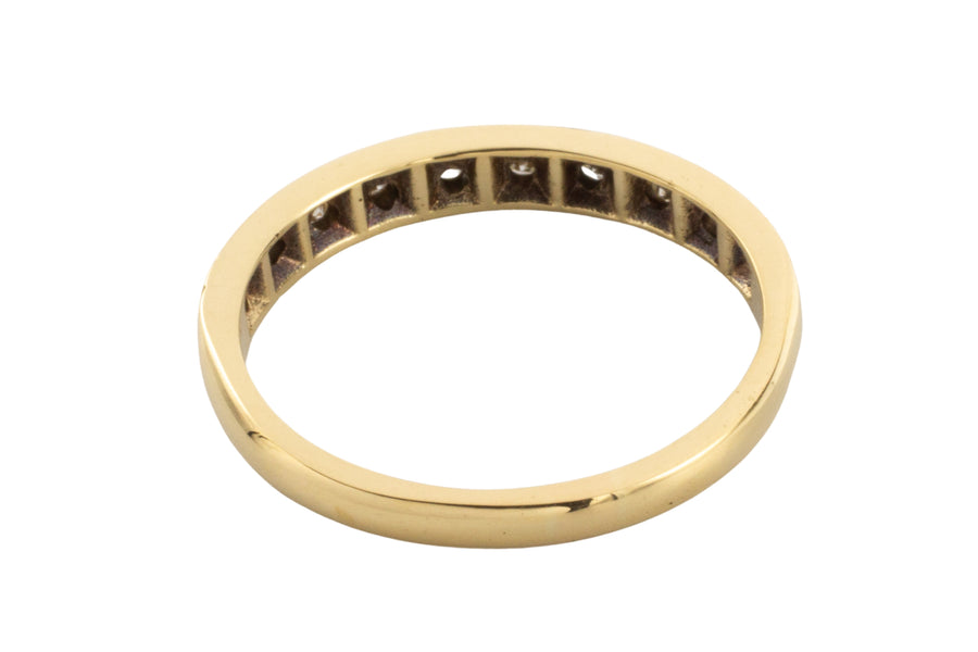 Vintage 18 carat gold band with diamonds-wedding rings-The Antique Ring Shop
