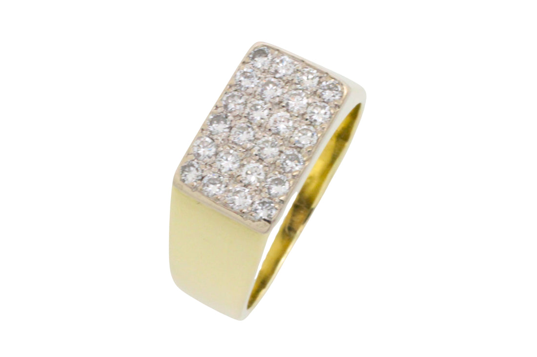 Pave set diamond ring in 14 carat gold-gents rings-The Antique Ring Shop