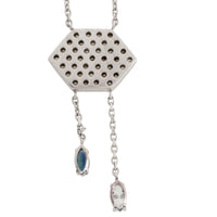 Vintage diamond and sapphire pendant in white gold-Pendants-The Antique Ring Shop