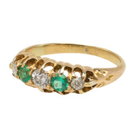 Edwardian period 18 carat emerald and old cut diamond ring-Antique rings-The Antique Ring Shop