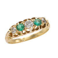 Edwardian period 18 carat emerald and old cut diamond ring-Antique rings-The Antique Ring Shop