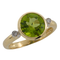 Peridot and diamond ring in 14 carat gold-Vintage Rings-The Antique Ring Shop