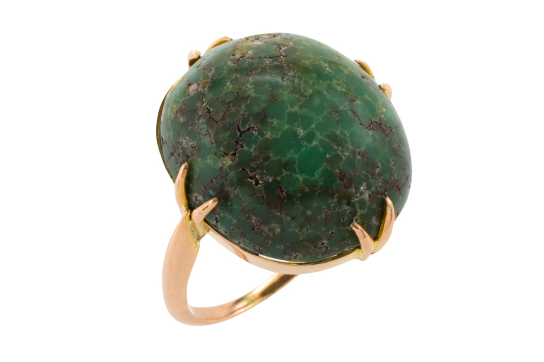 Cabochon turquoise ring in 18 carat gold