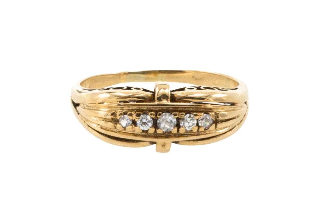 Vintage five stone diamond ring in 14 carat gold-Vintage Rings-The Antique Ring Shop