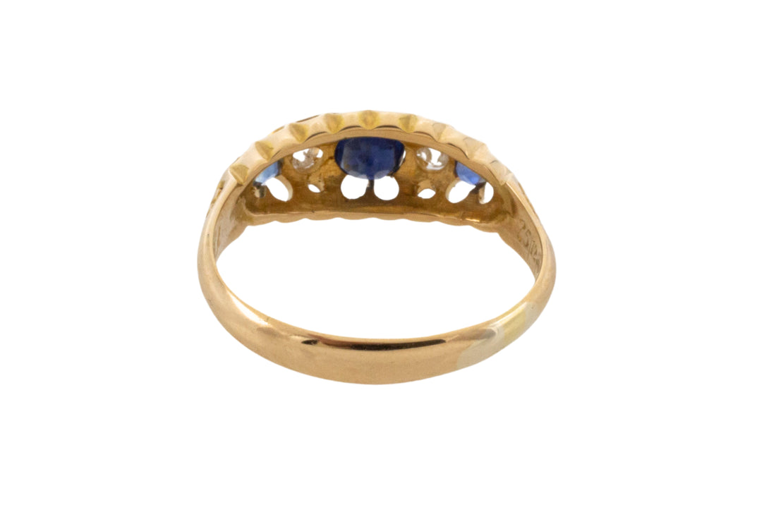 Edwardian sapphire and rose diamond ring from 1906-Antique rings-The Antique Ring Shop