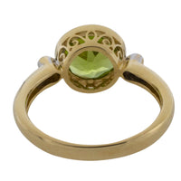 Peridot and diamond ring in 14 carat gold-Vintage Rings-The Antique Ring Shop