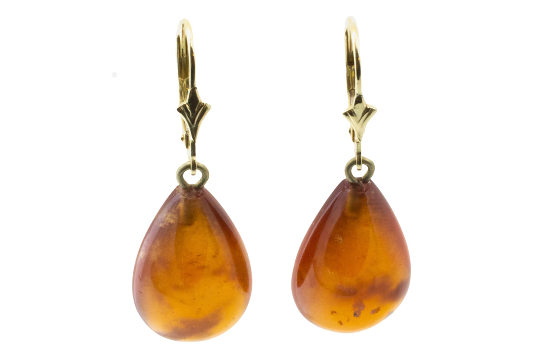 Hassonite garnet earrings in 14 carat gold-Earrings-The Antique Ring Shop