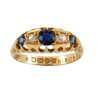 Edwardian sapphire and rose diamond ring from 1906-Antique rings-The Antique Ring Shop