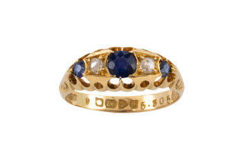 Edwardian sapphire and rose diamond ring from 1906-Antique rings-The Antique Ring Shop