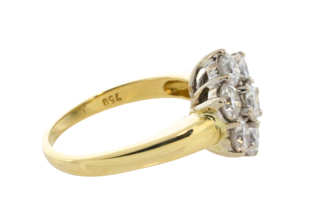 Vintage diamond cluster ring in 18 carat gold-engagement rings-The Antique Ring Shop