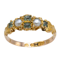 Victorian pearl and chrysoberyl ring from 1869-Antique rings-The Antique Ring Shop