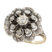 Vintage rose diamond cluster ring in silver and gold-Vintage Rings-The Antique Ring Shop