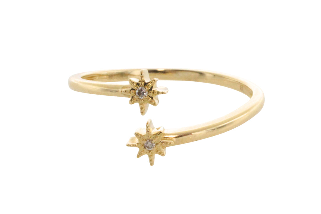 Diamond star ring in 14 carat gold-Vintage Rings-The Antique Ring Shop