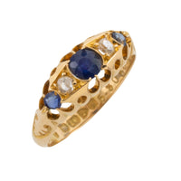 Edwardian sapphire and rose diamond ring from 1906-Antique rings-The Antique Ring Shop