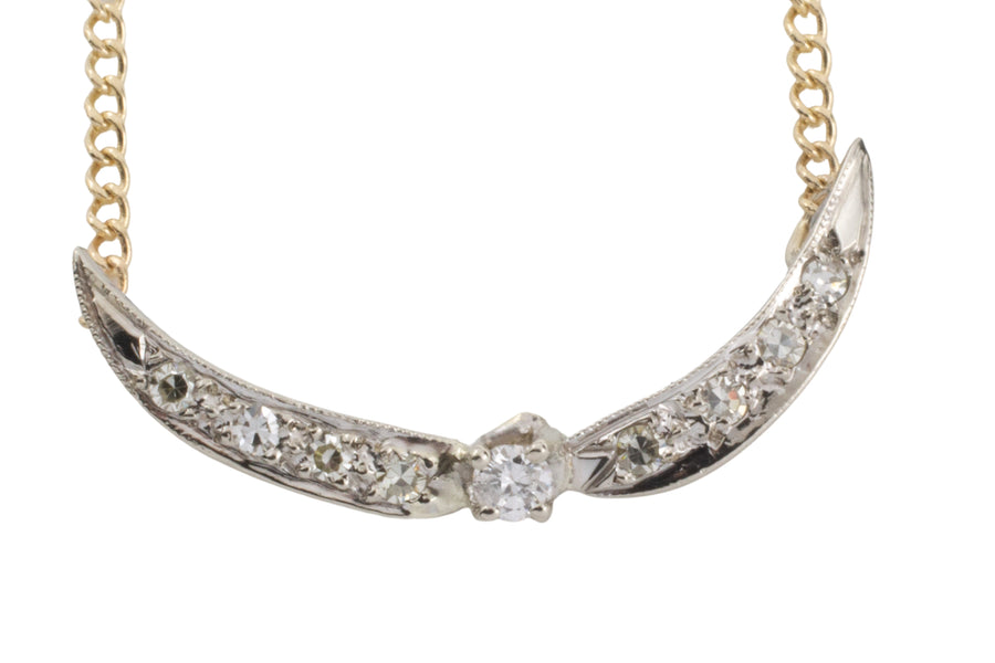 14 carat gold chain with diamonds-Necklaces-The Antique Ring Shop