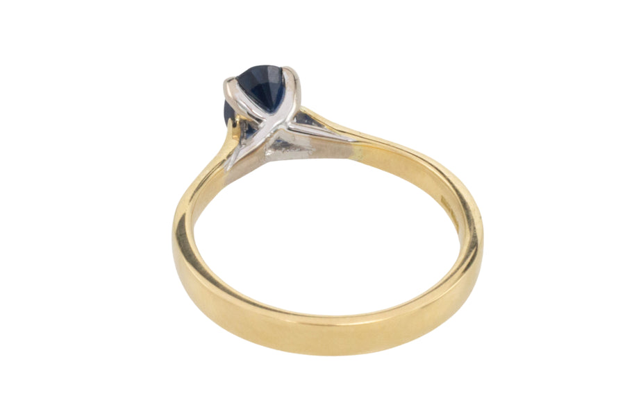 Sapphire solitaire ring in 18 carat gold-engagement rings-The Antique Ring Shop