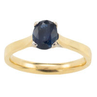 Sapphire solitaire ring in 18 carat gold-engagement rings-The Antique Ring Shop