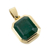 Emerald pendant in 14 carat gold-Pendants-The Antique Ring Shop