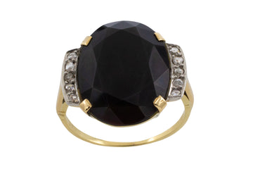 Art Deco onyx and rose diamond ring-The Antique Ring Shop