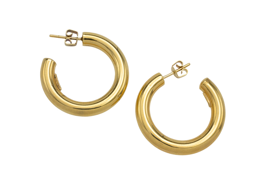 18 carat gold hoop earrings-Earrings-The Antique Ring Shop