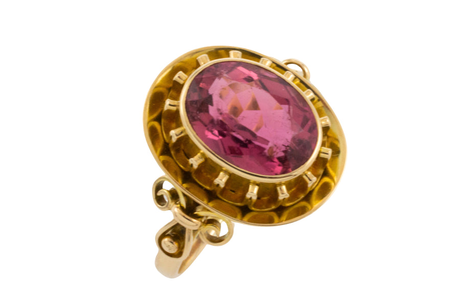 Vintage pink tourmaline ring in 14 carat gold-Vintage Rings-The Antique Ring Shop