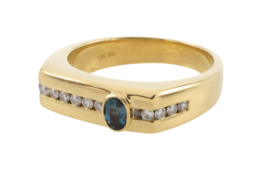 Alexandrite and diamond ring in 18 carat gold-gents rings-The Antique Ring Shop