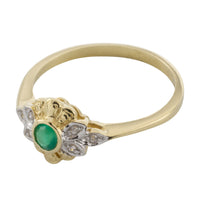 Emerald and zircon ring in 18 carat gold-vintage rings-The Antique Ring Shop