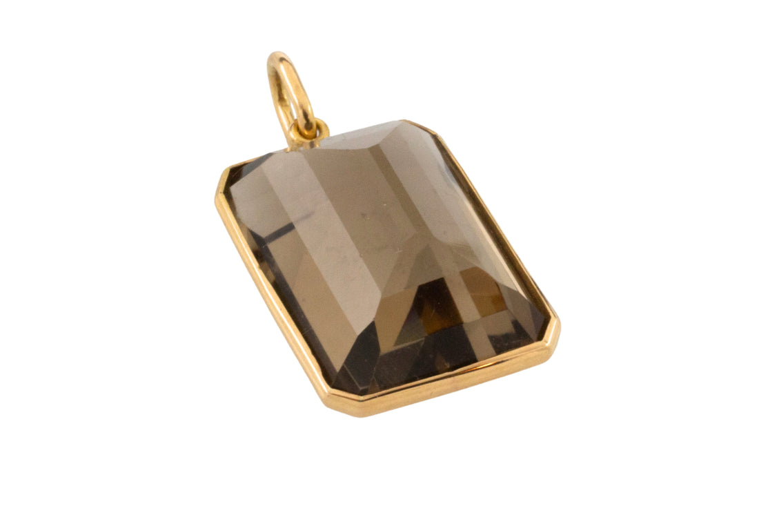 Smoked quartz pendant in 18 carat rose gold-Pendants-The Antique Ring Shop