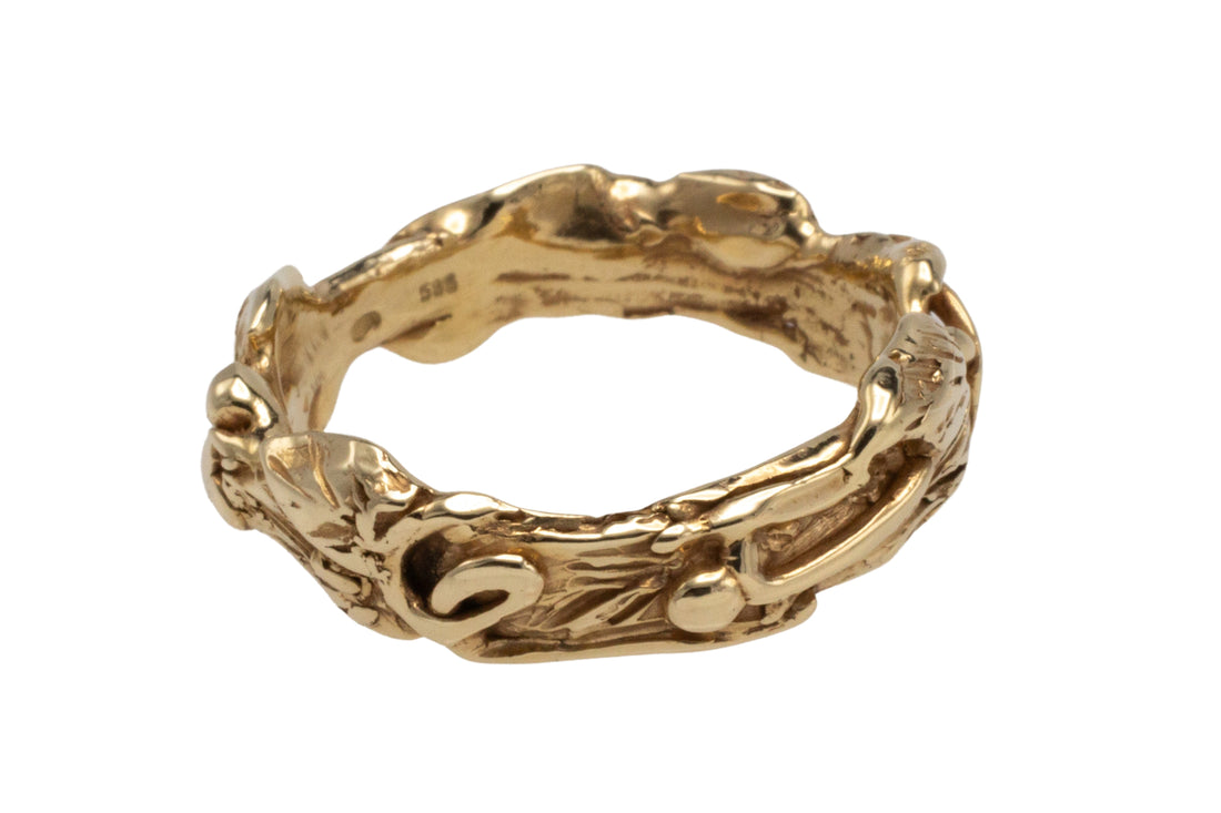 Organic nugget style ring in 14 carat gold-wedding rings-The Antique Ring Shop