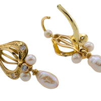 Vintage pearl and diamond earrings-Earrings-The Antique Ring Shop