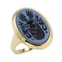 Vintage signet ring with intaglio-gents rings-The Antique Ring Shop