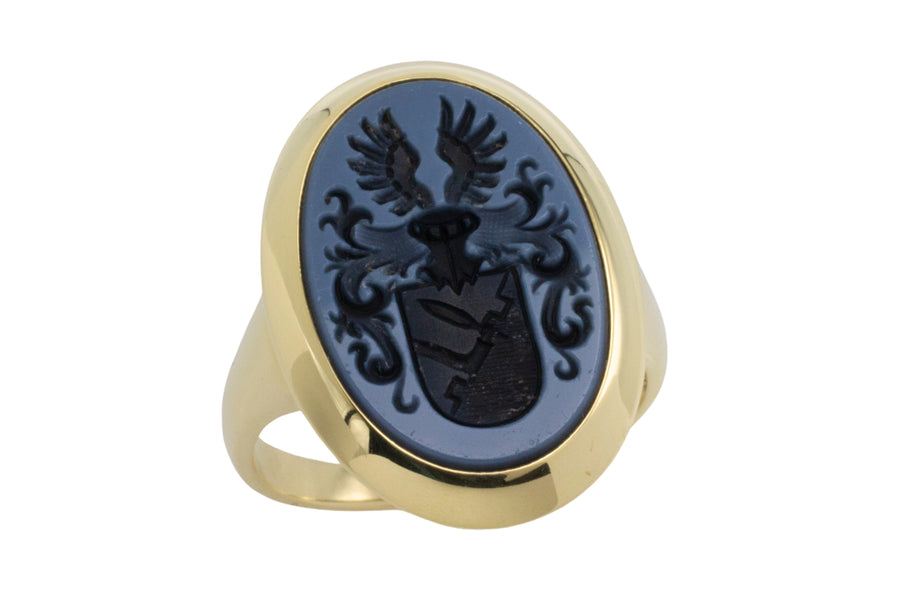 Vintage signet ring with intaglio-gents rings-The Antique Ring Shop