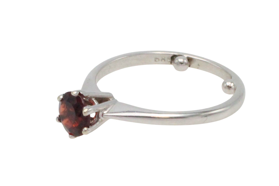 Garnet solitaire ring in white gold-engagement rings-The Antique Ring Shop