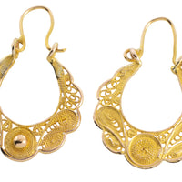 Filigree hoop earrings in 18 carat gold-Earrings-The Antique Ring Shop